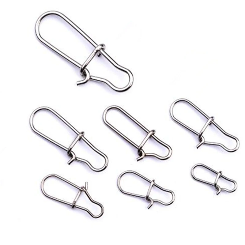 

Cheap 30 Pcs Stainless Steel Nice Snap Fishing Barrel Swivel Safety Snaps Hooks Fishhook Fishing Tackle Box Accessory tool Lures
