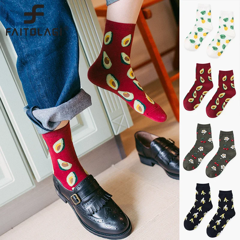 

Funny Pregnant Fruits Print Socks Avocado Pineapple Cherry Banana Cotton Socks for Maternity Women Socks Dropshipping