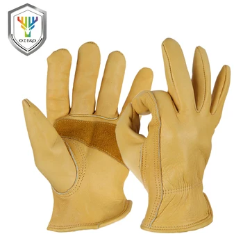 

OZERO Men's Work Gloves Cowhide Working Driver Sports Moto Safety Grip Palm Padding Anti Cold Anti Hiking Hunting Gloves 0011