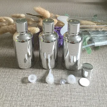 

264pcs 50ml high temperature silver plated refillable empty capsule bottle,glass essential oil bottle,aluminium cap subpackage