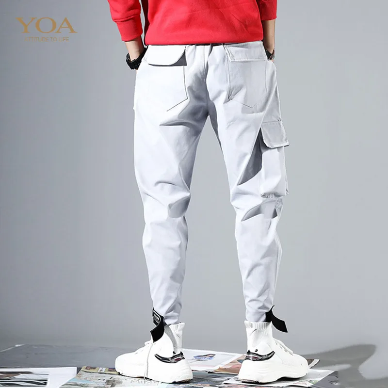 Hip Hip Cargo Pants Men Ankle Length Pants Men s Joggers Streetwear Solid Color 2019 Spring 5