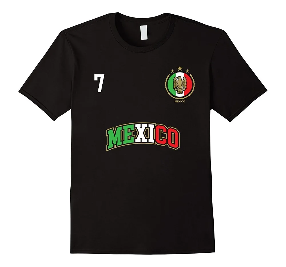 2019 Fashion Summer Design Cotton Maglietta Maschile Che Progetta Camicia Del Messico Numero 7 Sockers Team Sporter Bandiera Messicana Futbol Tee