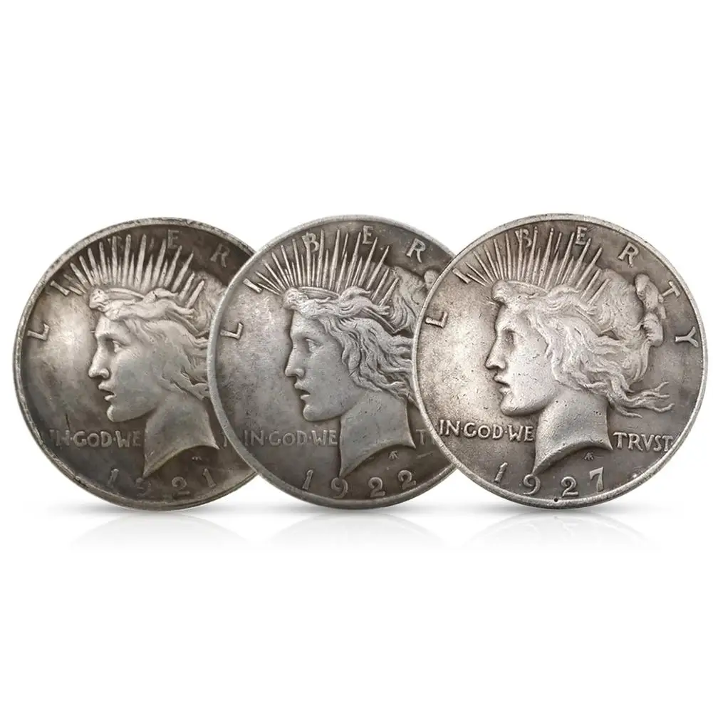 

1921 / 1922 / 1927 Statue of Liberty and Peace Coin Silver Dollar Eagle Collection 38MM