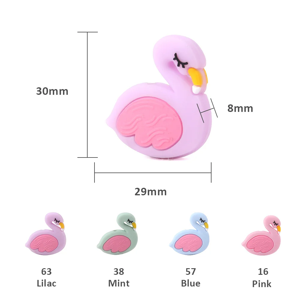 TYRY. HU 3 шт. Фламинго Силиконовые Бусины Пищевой мультфильм Детские Прорезыватели BPA бесплатно Прорезыватели игрушки DIY соска ожерелье