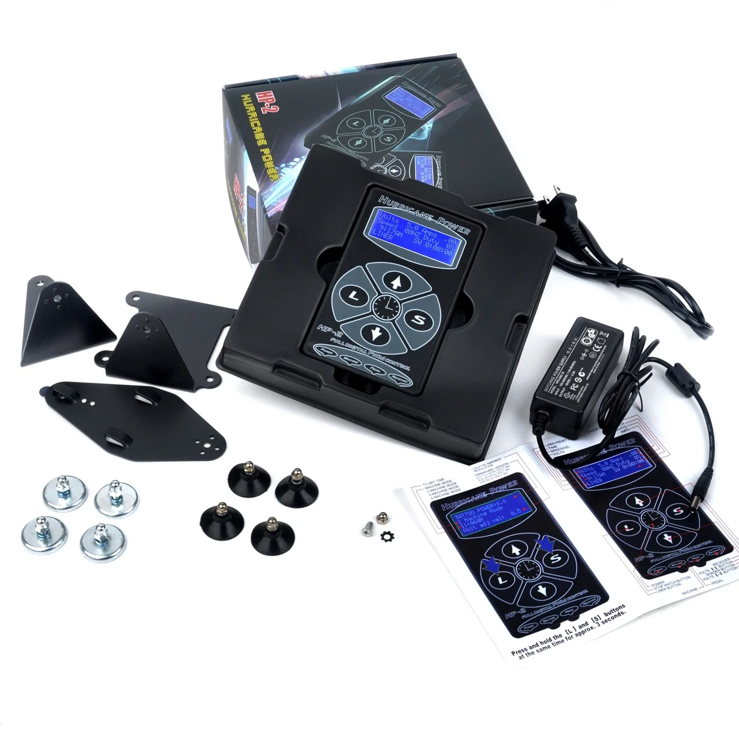 

Tattoo Power Supply professional black H-P2 dual intelligent pedal tattoo power supplies kit for all tattoo machine