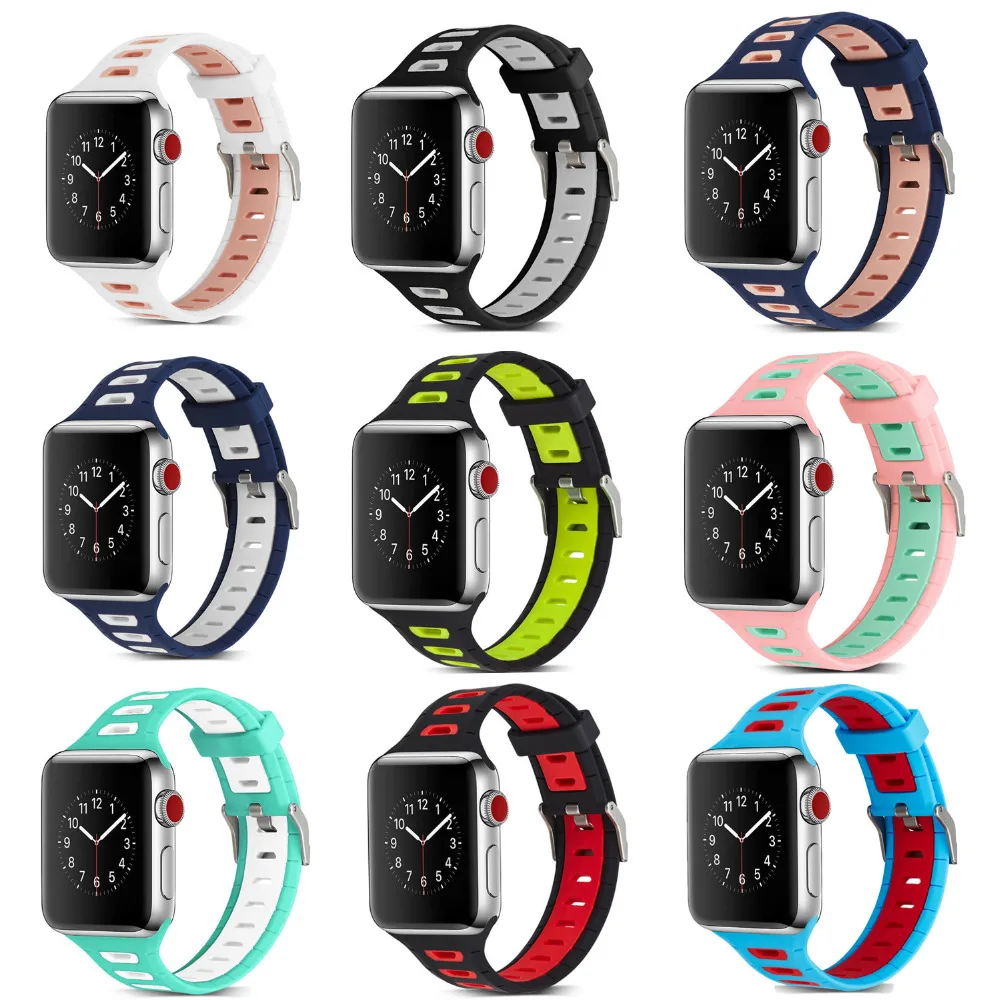 

CRESTED Sport silicone strap band for apple watch band 42mm 38mm 44mm 40mm iwatch band 4 3 2 1 bracelet wrist belt watchband