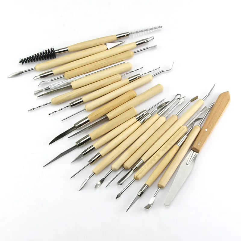 1 set DIY Arts Crafts Clay Sculpting Tools Pottery Carving Set Ceramics Wooden Handle Modeling | Дом и сад