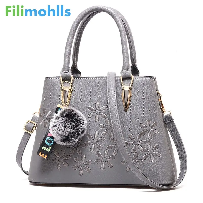 

2018 brand women hairball ornaments totes embroidery flower handbag party purse ladies messenger crossbody shoulder bags S1680