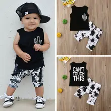 Комплект из 2 предметов для новорожденных мальчиков, топы на бретелях с принтом кактуса, жилет, шорты, штаны, летняя одежда