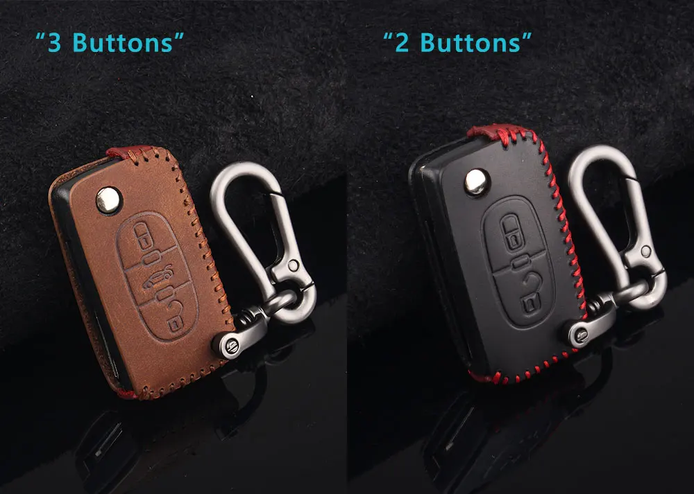 Dandkey кожаный чехол для автомобильных ключей, чехол для Citroen C2 C3 C4 C5 Picasso Xsara C6 C8 для peugeot дистанционный ключ дистанционный брелок 2 кнопки