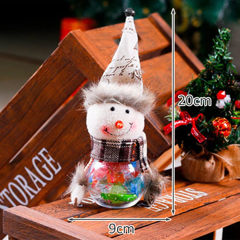 1Pcs Plastic Candy Jar Christmas Theme Small Gift Bags Christmas Tree Ornaments Christmas Crafts Home Party Decorations