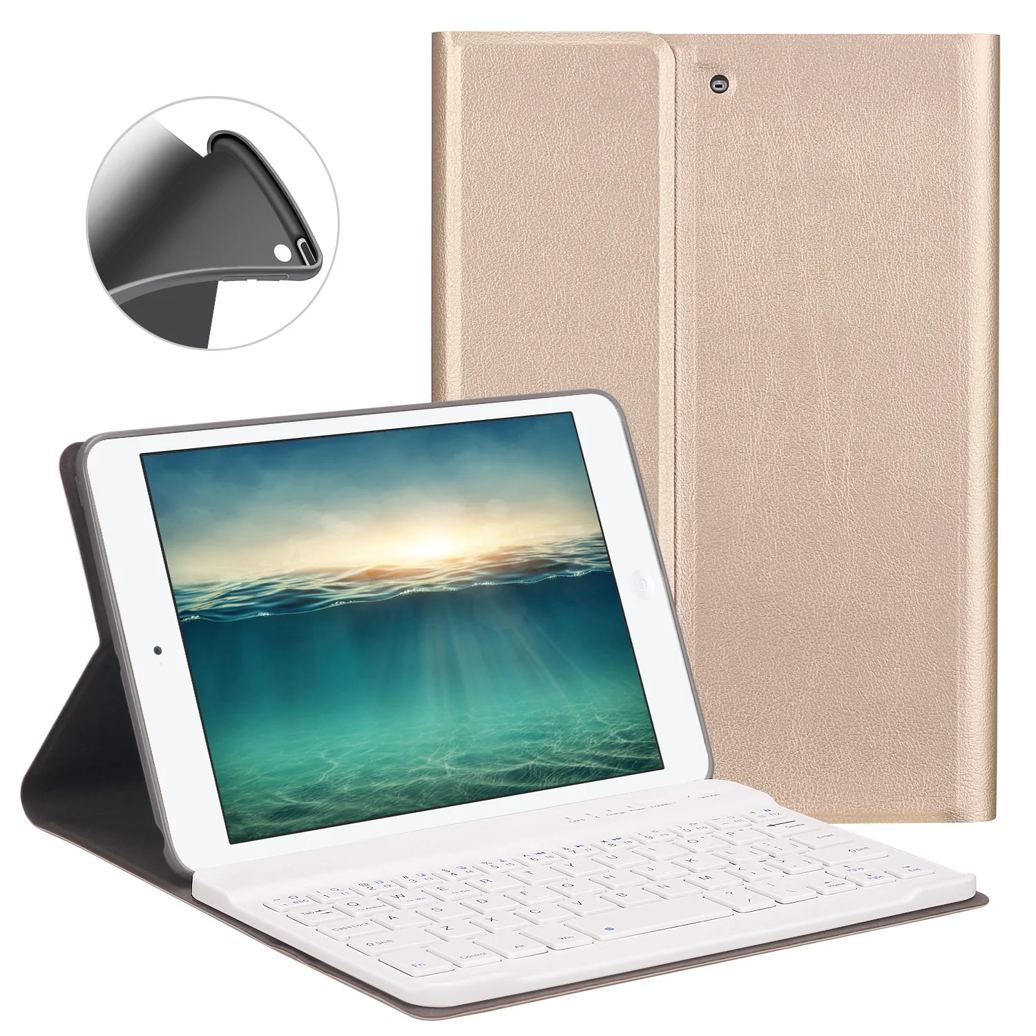 Для iPad Mini 4 3 2 1 5 чехол с клавиатурой, [несколько подставки] силиконовый чехол из искусственной кожи для iPad Mini Чехол Smart Funda teclado