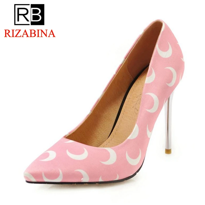 

RizaBina 2019 Spring New Women Pumps Pointed Toe Thin High Heel Shoes Fashion Wedding Office Lady Footwear Plus Size 31-46