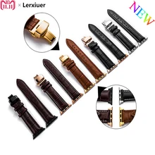 Ремешок из натуральной кожи для Apple watch 4, 3, 42 мм, 38, 44, 40 мм, аксессуары iwatch, браслет с бабочкой