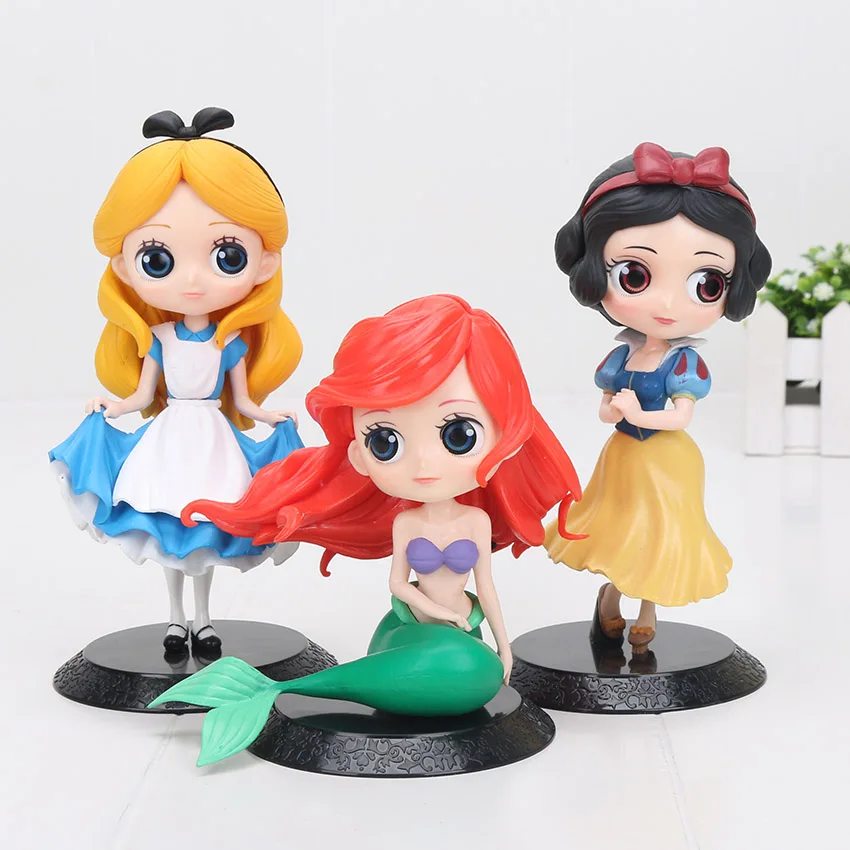 

3pcs/set Cartoon Characters Alice in Wonderland Ariel The Little Mermaid Alice Mermaid Snow White figure PVC Figure Model Toy