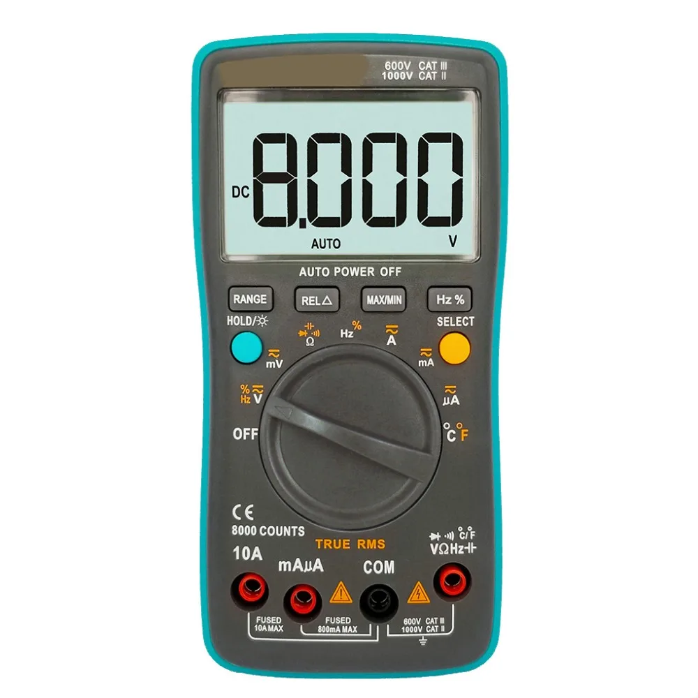 

8000 Counts Digital Multimeter LCD True RMS Auto Range Multimeter AC/DC Voltage Electrical Tester Meter Handheld