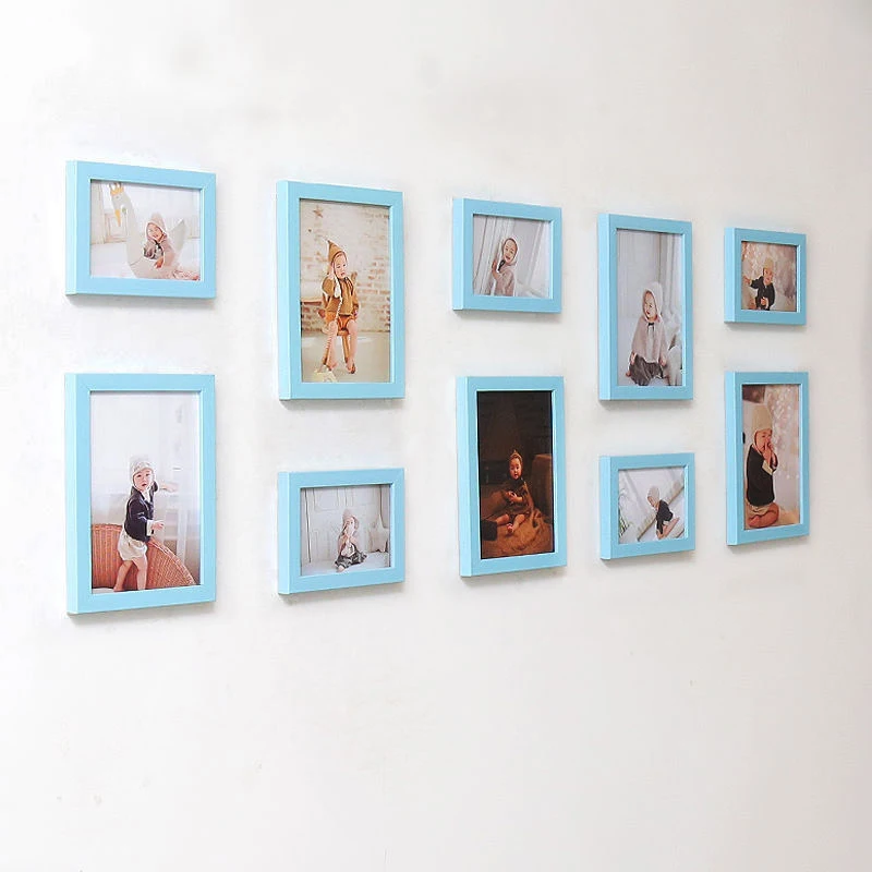 10 шт. классическая фоторамка для стены навесной домашний декор фото стены свадьба пара рекомендации черный белый рамки - Цвет: Blue Photo Frame