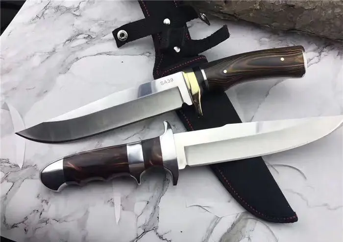 

Mengoing Wilderness Power Hunting Fixed Blade Knife 5CR13 Three Steel Head Sculpture+Mikta 0592