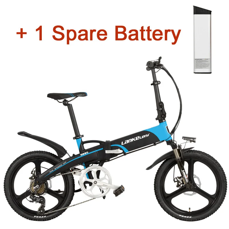 Black Blue Plus I G660 Elite 500 Вт горный велосипед 2" складной электрический велосипед 48 В 10Ah литиевая батарея 5 класс помощь двойной дисковый тормоз - Цвет: Black Blue Plus I