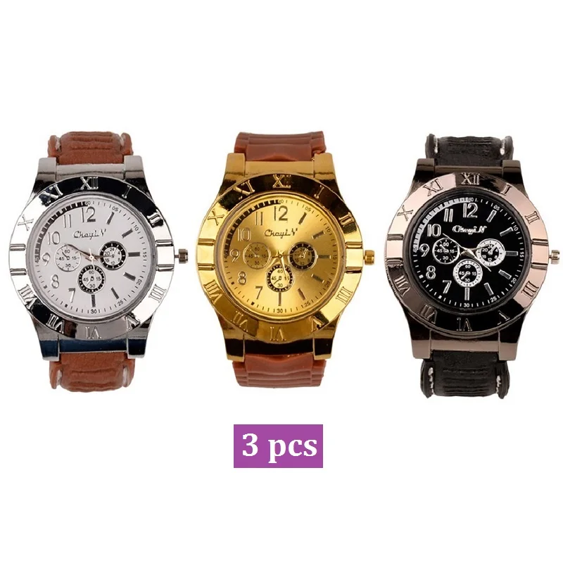 

3Pcs/Lot New Design Quartz Watch with USB Electronic Rechargeable Windproof Flameless Cigarette Lighter Relogio Masculino 43