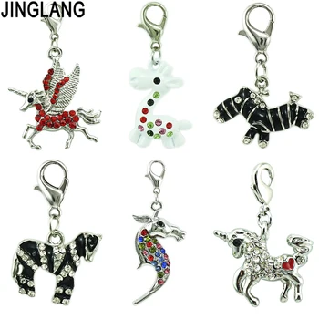 

JINGLANG Mixed Christmas Gift Horse Necklace Bracelet Pendant Girls Handmade DIY Decorate Zinc Alloy Jewelry Findings 12 Psc