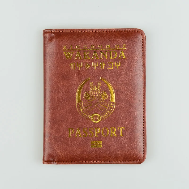 HEQUN бренд Wakanda Forever Обложка для паспорта для женщин милый мягкий PU кожаный обложка паспорта кошелек розовый дорожный банк карты Чехол для билетов - Цвет: Brown