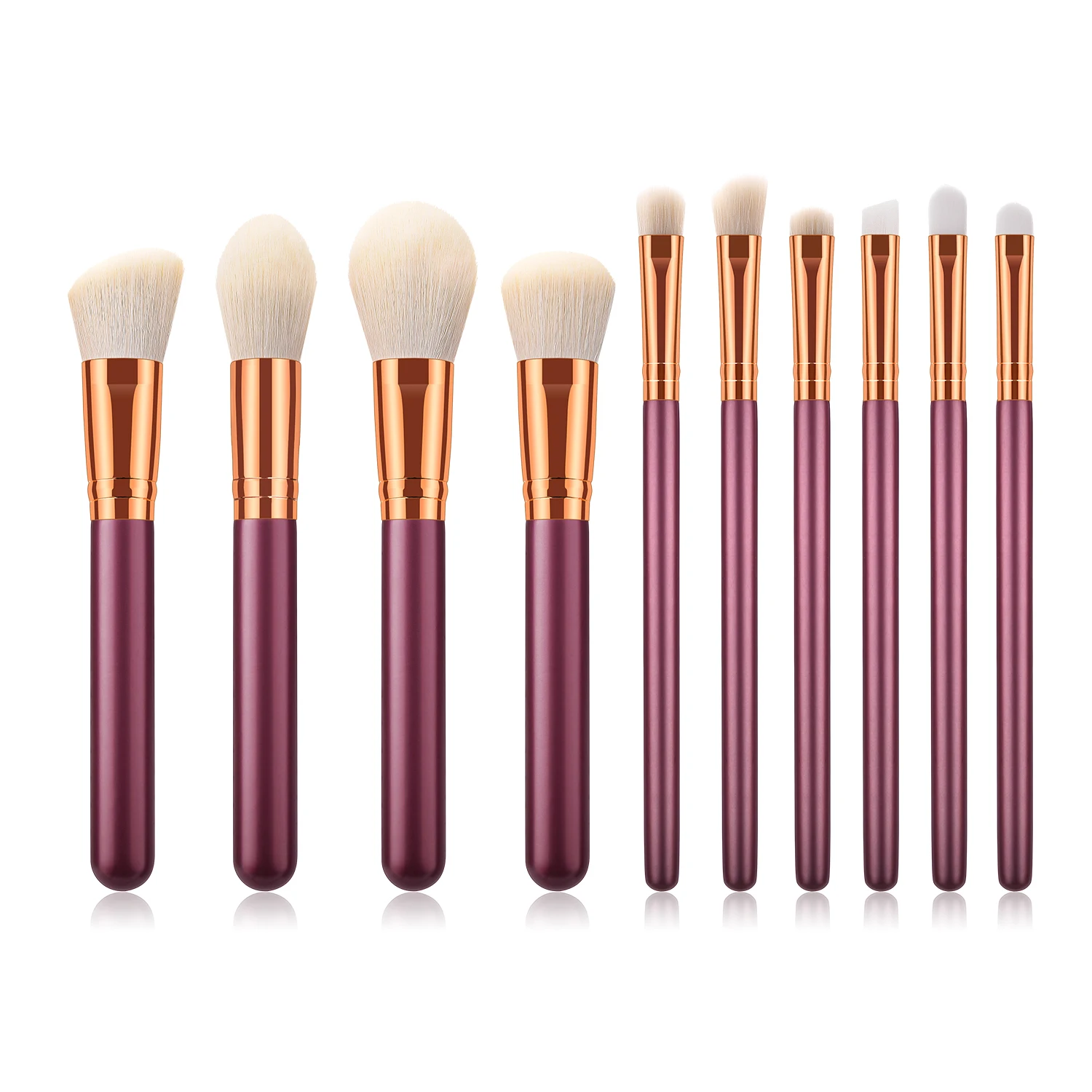 BBL 10 Pieces of Jujube Makeup Brush Set High Quality Handle Foundation Concealer Eye Shadow Sculpting Blusher Eyeliner Brush - Handle Color: 1