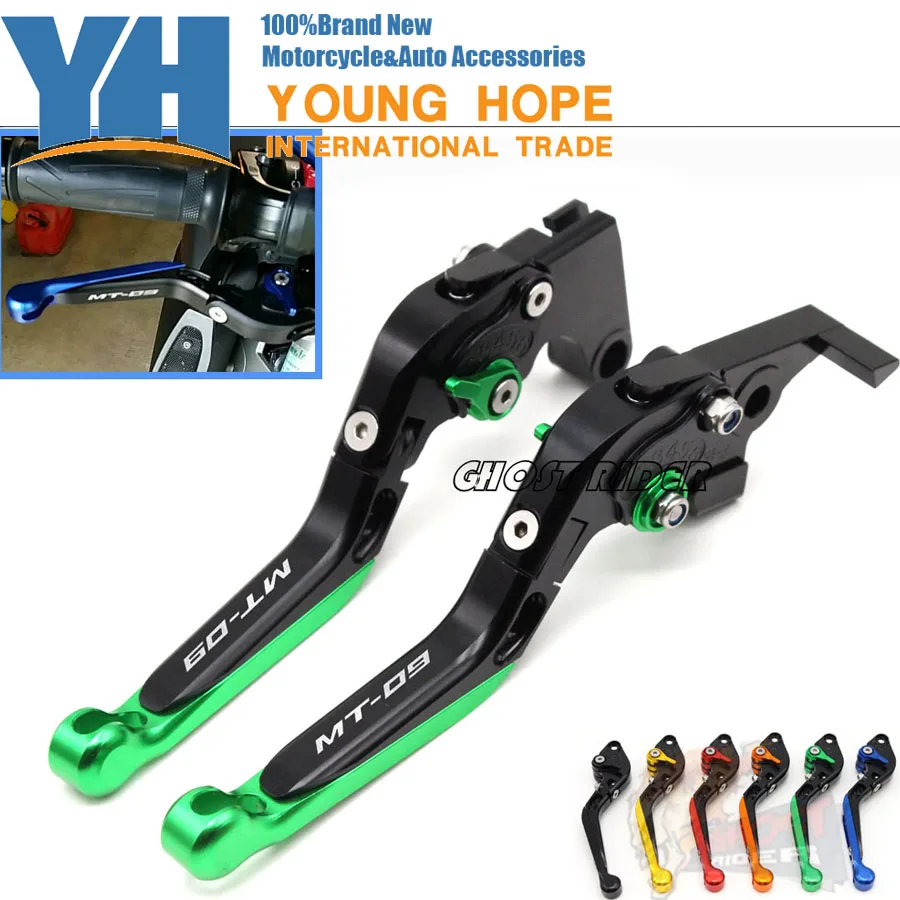 

For YAMAHA MT 09 MT-09 Tracer 2014-2015 CNC Aluminum Adjustable Folding Extendable Brake Clutch Levers LOGO MT-09 Orange