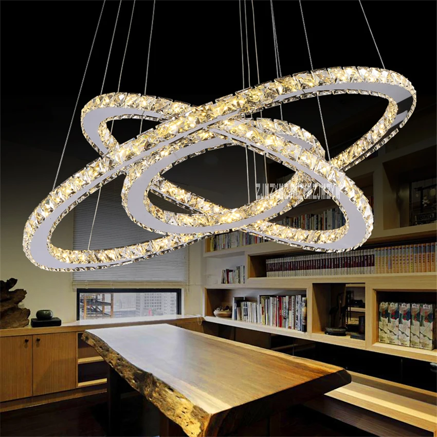 Творческий ресторан светодиодный хрустальная люстра 3-кольцо висячая лампа для дома подвесная потолочная светильники 100-240 V 15m2-30m2