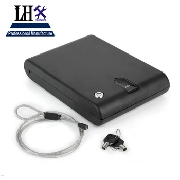 

LXH OS120B Biometric Safe Box Solid Steel Key Gun Vault Valuables Box Cable Portable Bio-box Fingerprint Lock d
