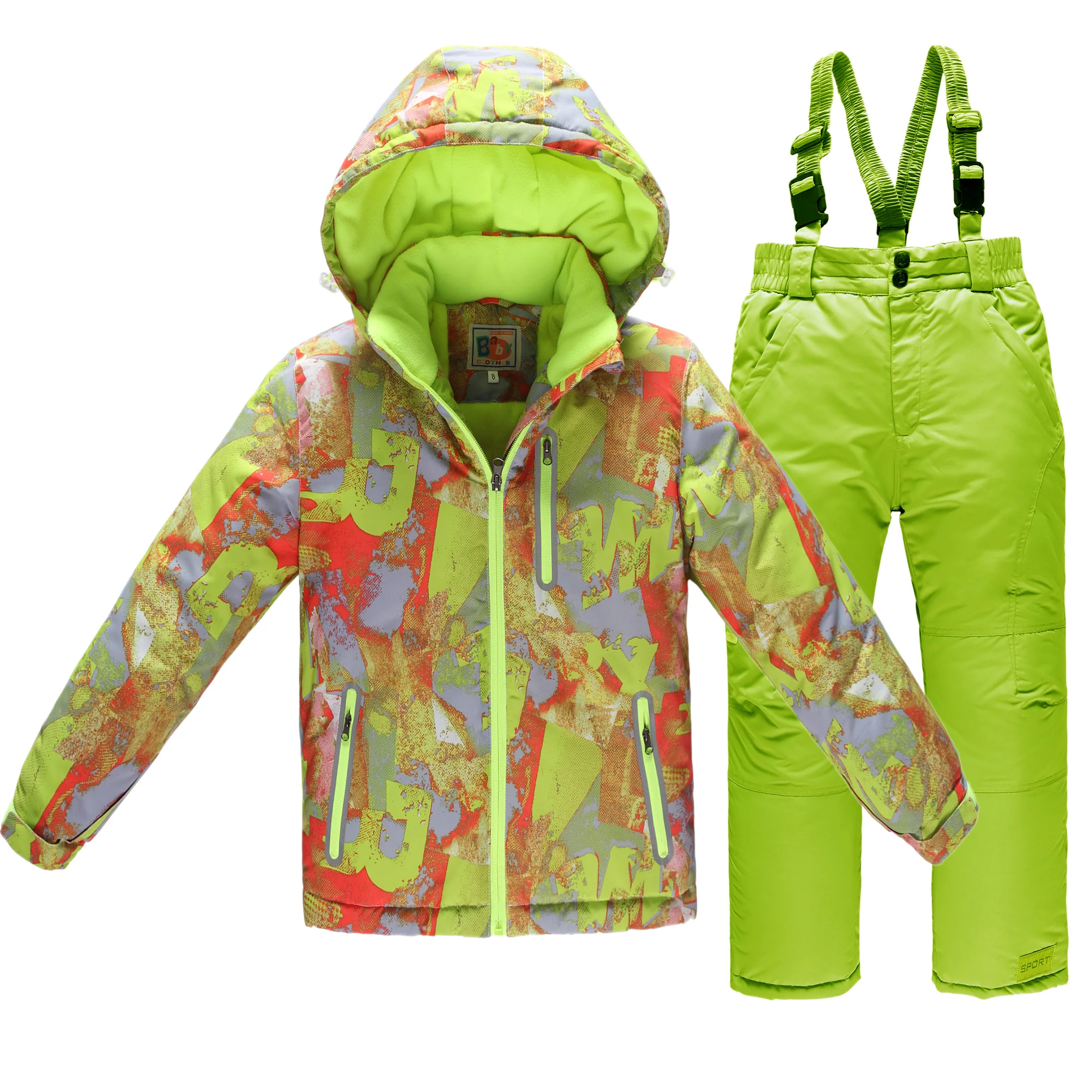 

Kids Snowsuit New Winter Cotton Thermal Skiing Sets Outwear Jacket+Pant Windproof Warterproof Boys Girls Snowboarding Suits