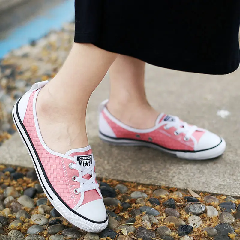 جديد الأصلي Converse كل نجم رقيقة وحيد المنسوجة أنماط النساء رياضية ضوء شعبية الصيف قماش التزلج أحذية 552910C