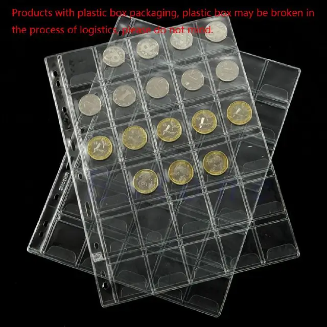 20/30/42 Plastic Pockets Classic Coin Holders Sheets for Storage