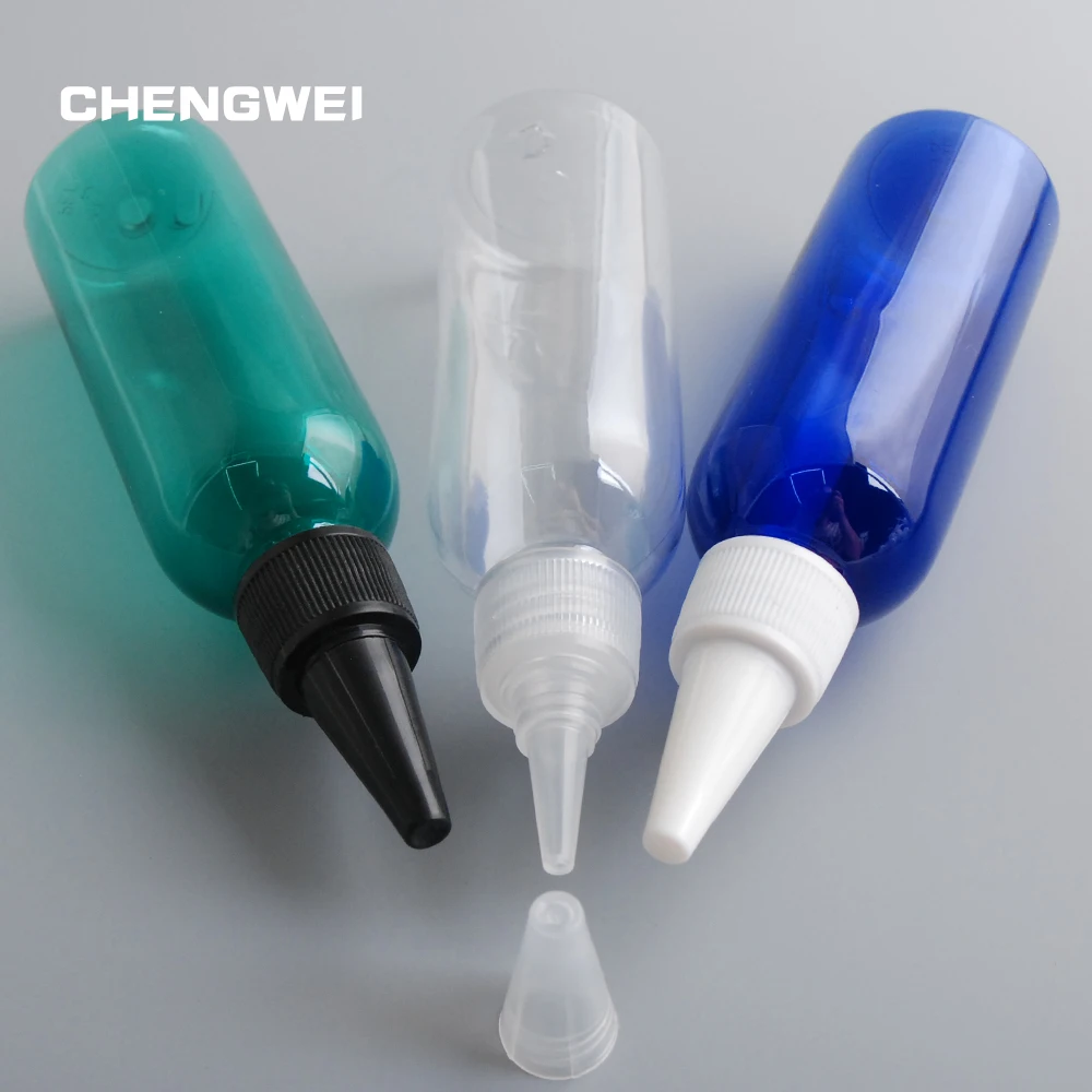 CHENGWEI 10Pcs 80ml PET Plastic Empty Bottle With Long Nozzle Header Cap Travel Cosmetic Shampoo