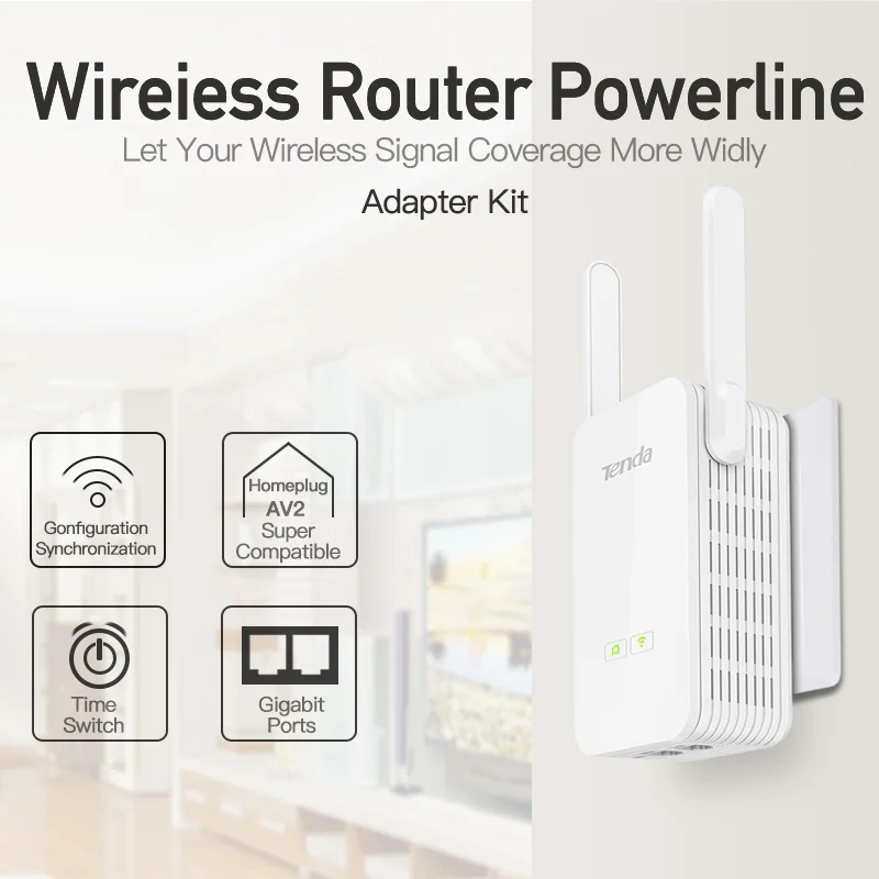 1 пара Tenda PH15 1000 Мбит/с Powerline Ethernet адаптер, PLC сетевой адаптер, беспроводной wifi удлинитель, IPTV, Homeplug AV, Plug and Play