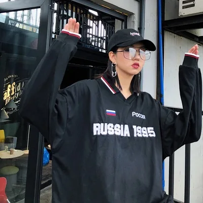 Индивидуальная футболка с длинными рукавами и двойным воротником, с имитацией двух букв, свободные футболки для супружеской пары средней длины