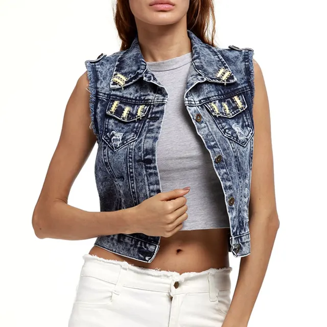 Chaqueta de Mezclilla Verano de las mujeres Sin Mangas