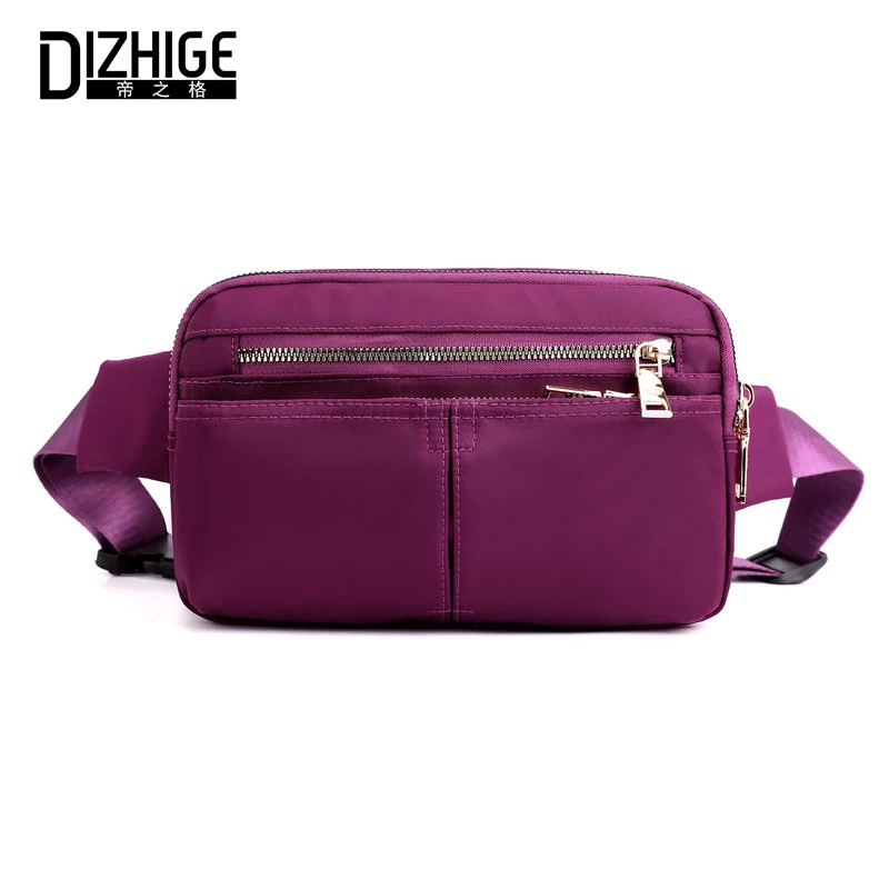 DIZHIGE العلامة التجارية الأزياء للماء أكسفورد النساء حقيبة عالية الجودة المرأة الخصر حزمة الصلبة متعددة جيب الإناث الرياضة الصدر حزم جديد
