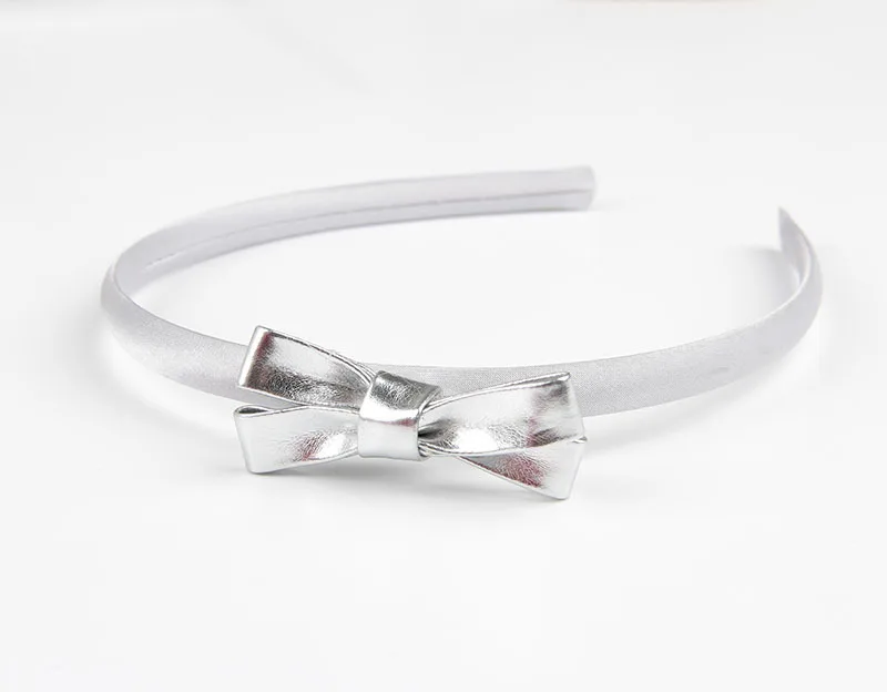 Baby Girls Gold&Silver PU Bow Headband Kids Leather Bowknot Hairband Headwear Newborn Hair Band Accessories baby accessories basket Baby Accessories