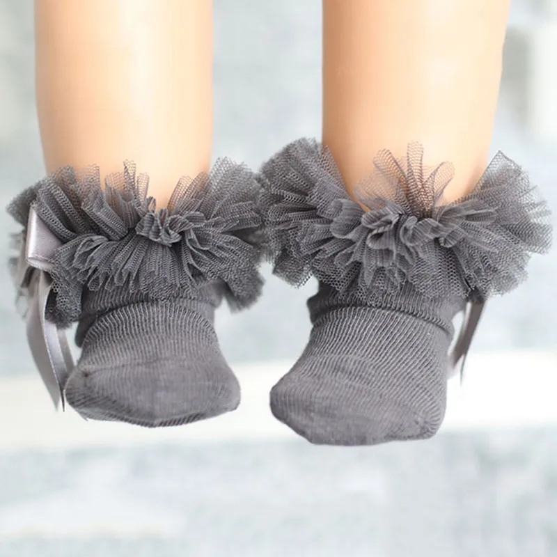 Детские короткие носки для девочек Дети Bowknot хлопковые носочки с завязками