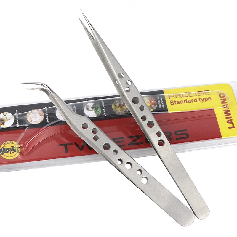 Precision Electronics Tweezers Industrial Forceps Stainless Steel Tweezer  Anti-Skid Hard Thick Forceps Medical Makeup Hand Tools
