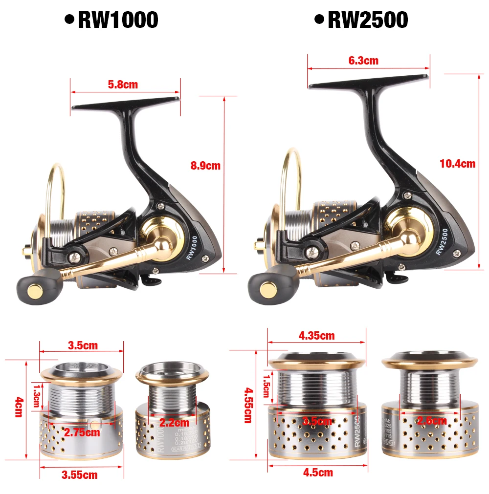 RoseWood Metal Spare Double Spool Spinning Fishing Reel 8+1BB Gear Ratio 5.21 RW1000RW2500 Fishing Wheel China  (6)