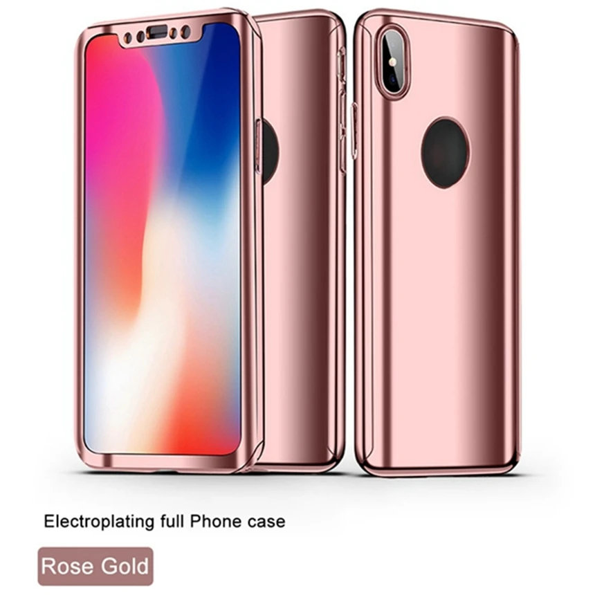 OLLIVAN Mirror Case For iPone X 360 Full Cover Protection For iPhone 7 8 6 6s Plus Smooth Cases Have Logo Hole Hard PC Coque (3)