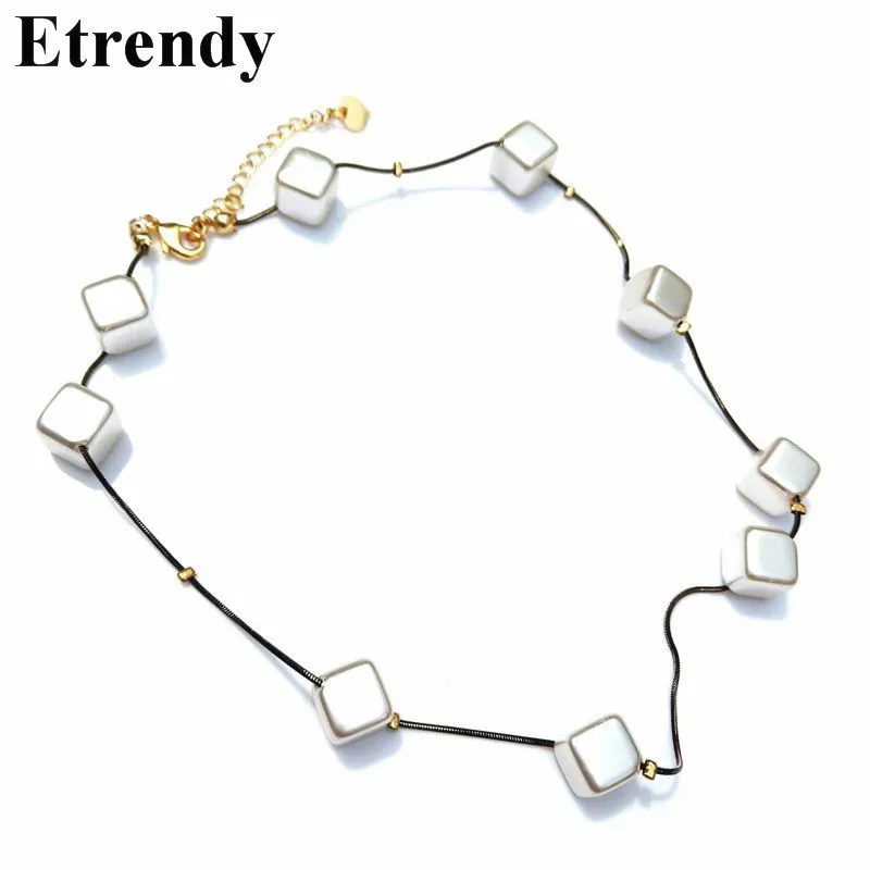 

2019 New Creative Square Pearl Short Temperament Necklace For Women Party Jewelry Collares Accessories
