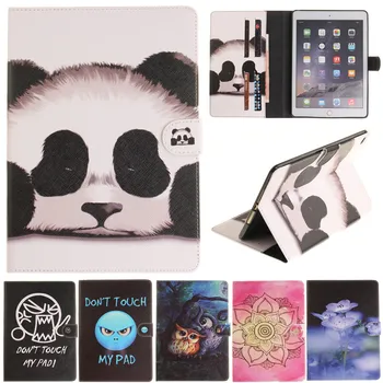 

Cantoon Panda Owl Flower Painted Flip PU Leather sFor iPad Air 2 ipad6 Case For Apple iPad Air2 iPad 6 Tablet Case Cover Shell