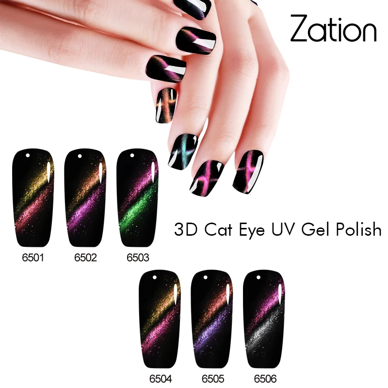 

Zation Newest Art Decorations Gel Nail PolishMagnetic 3D Cat Eye Gel Varnishes Glitter Chameleon Gel Lacquer Need Magnet Stick