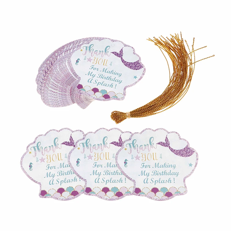 

24Pcs Mermaid Candy Bag Sticker Thank You Mermaid Gift Box Stickers Gifts Packaging Kids Birthday Party Decorations