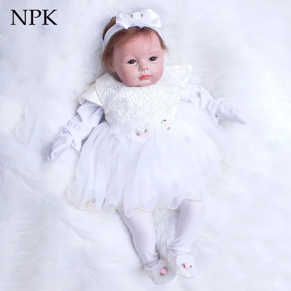 

NPK Bebe Reborn Doll 22inch Silicone Reborn Girl Baby Doll Toys 55cm Newborn Lifelike Realista Not Full Body for Girl Gift Toys