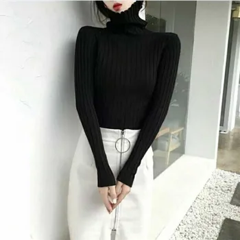 

Soft Sweater For Women Turtleneck Knitted striped Slim Autumn Winter Sweaters Women Fashion Pullover Sweater Female
