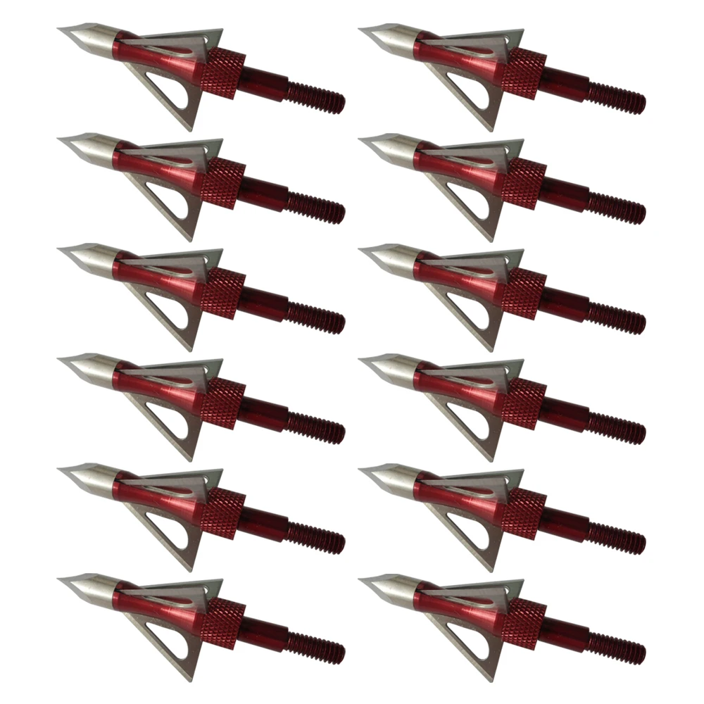 

12PCS 100 Grain 3 Fix Blade Red Chase Broadheads Outdoor Hunting Crossbow/Compound Bow Broadhead